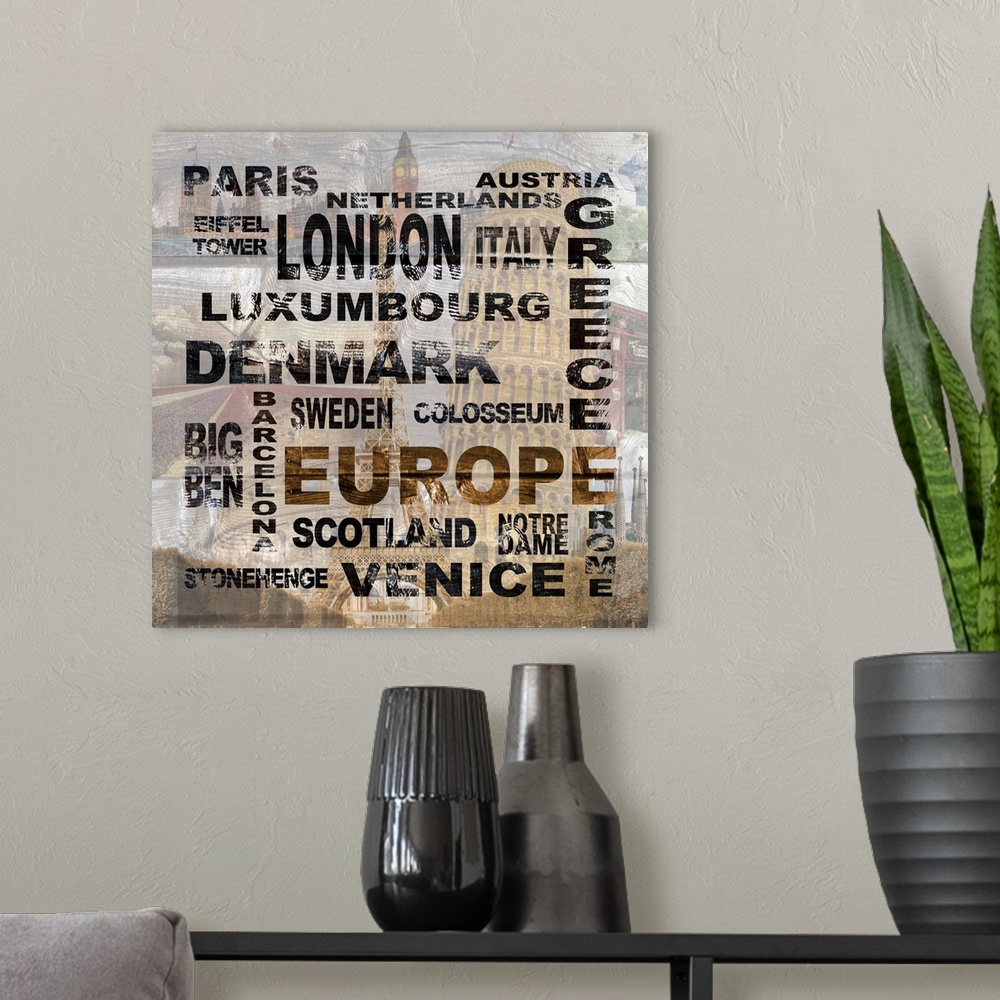 A modern room featuring Europe