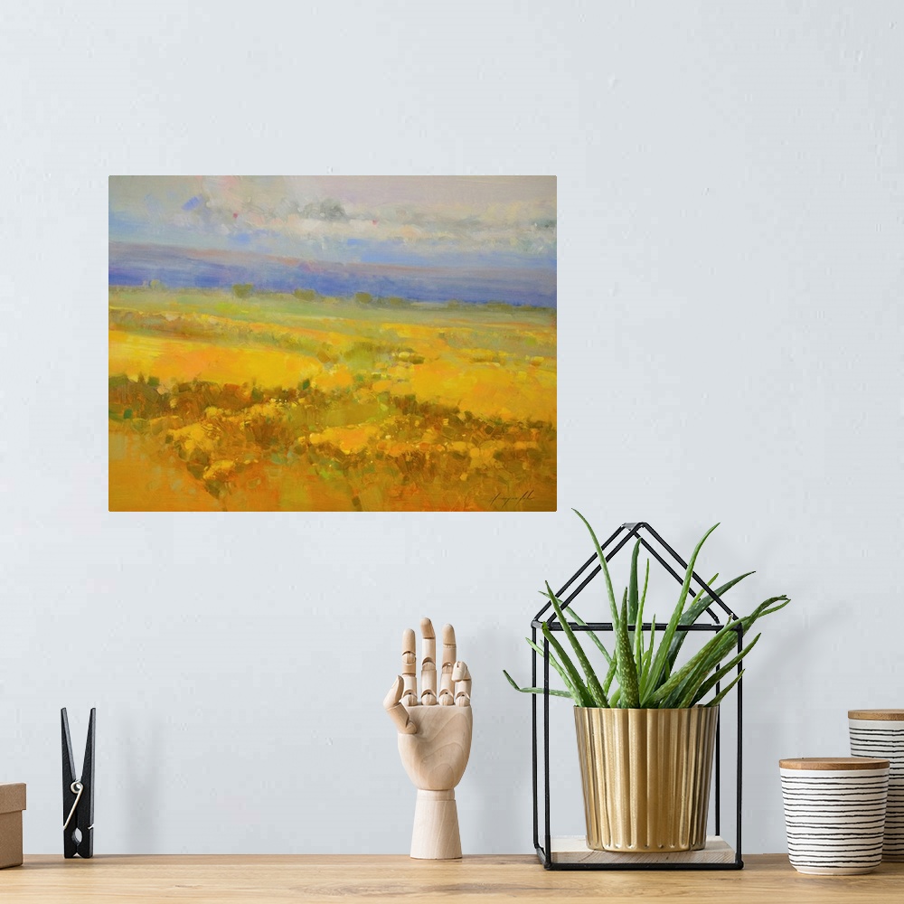 A bohemian room featuring Field of Yellow Flowers