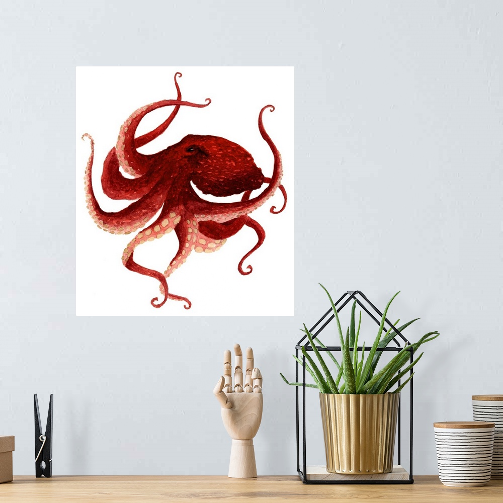 A bohemian room featuring Giant Pacific Octopus - Red