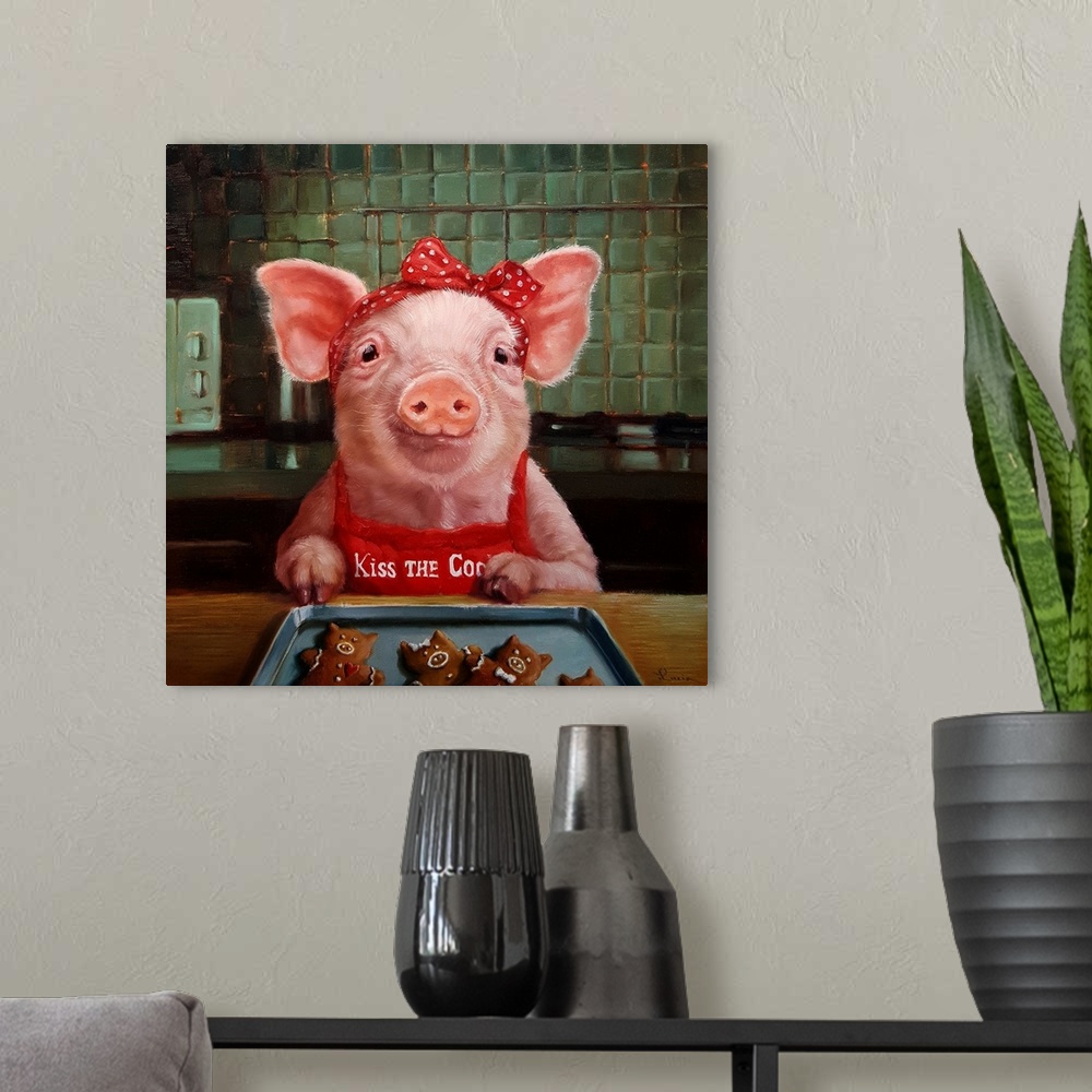 A modern room featuring Gingerbread Pigs