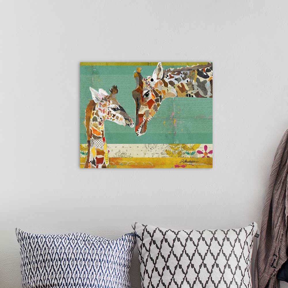 A bohemian room featuring Giraffe And Calf