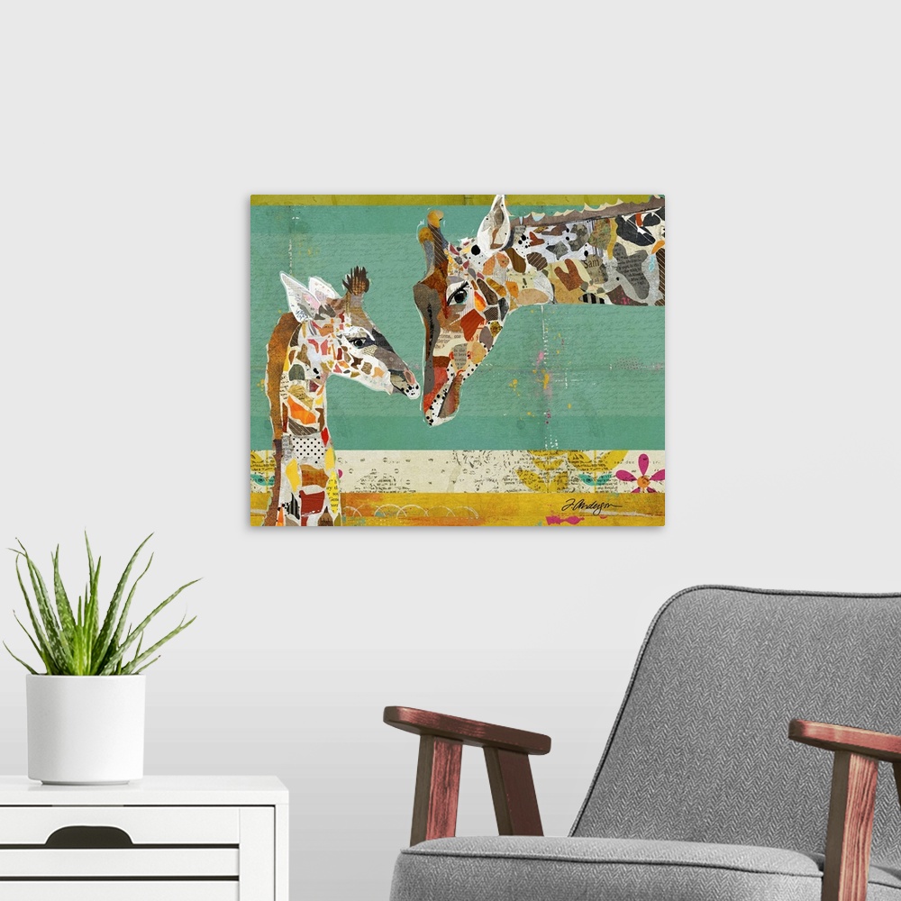 A modern room featuring Giraffe And Calf