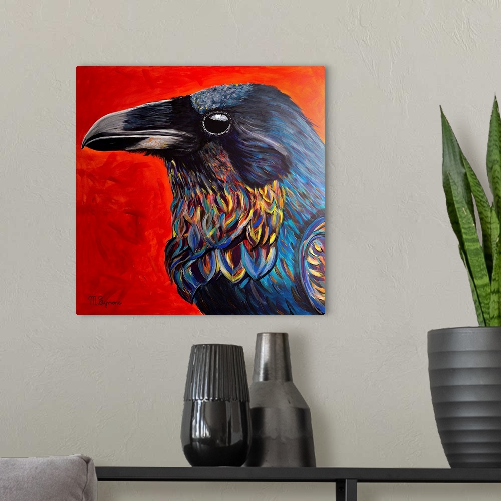 A modern room featuring Glistening Raven
