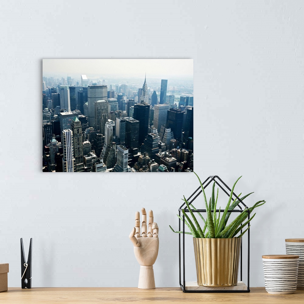 A bohemian room featuring City skyline of New York with the Art Deco-style skyscraper, the Chrysler Building.