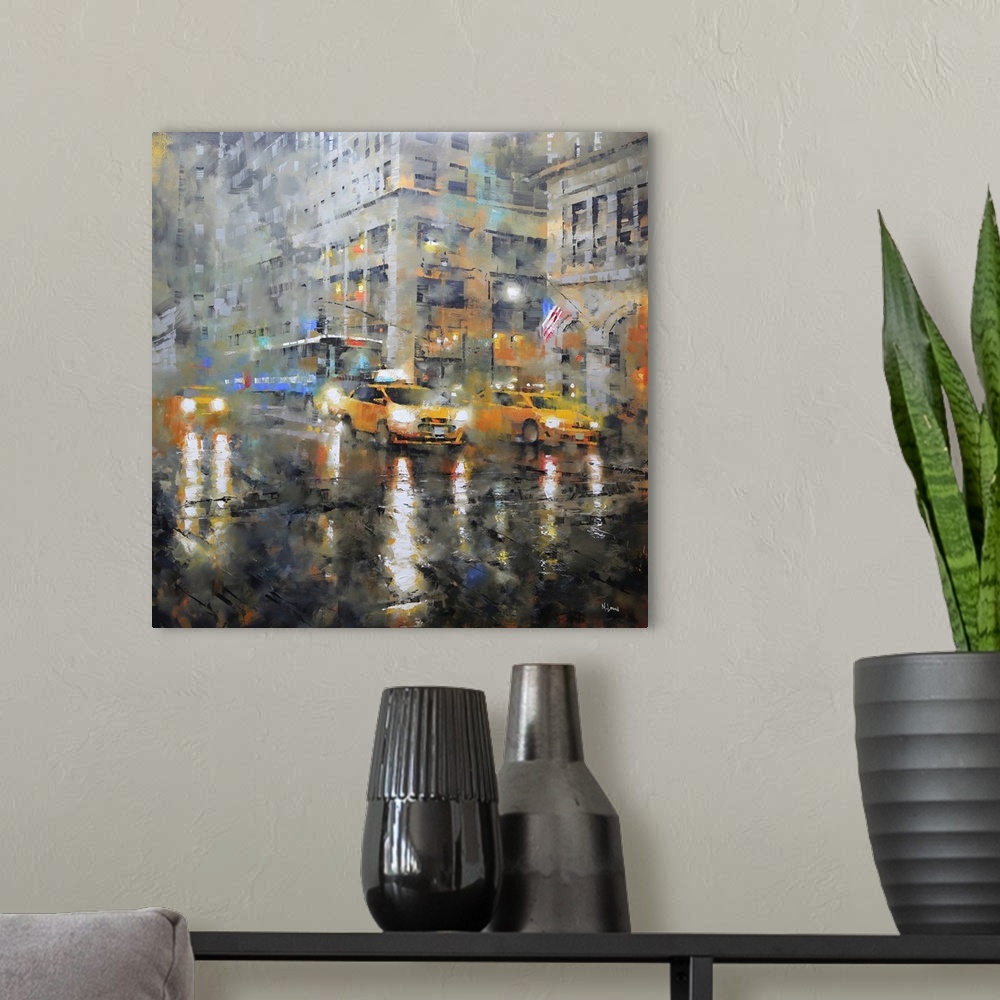 A modern room featuring Manhattan Orange Rain