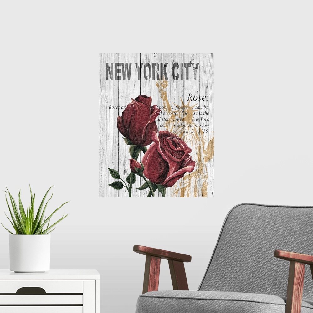 A modern room featuring New York Roses