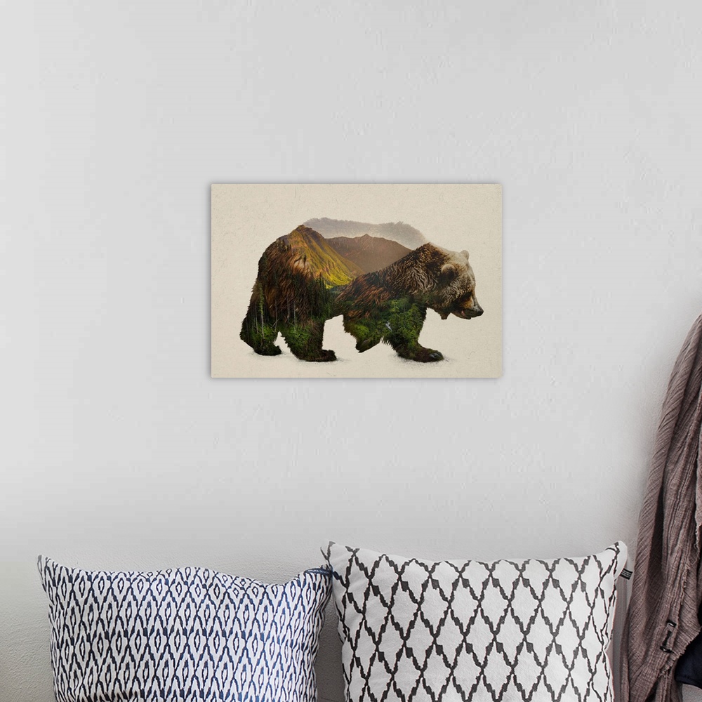 A bohemian room featuring North American Brown Bear