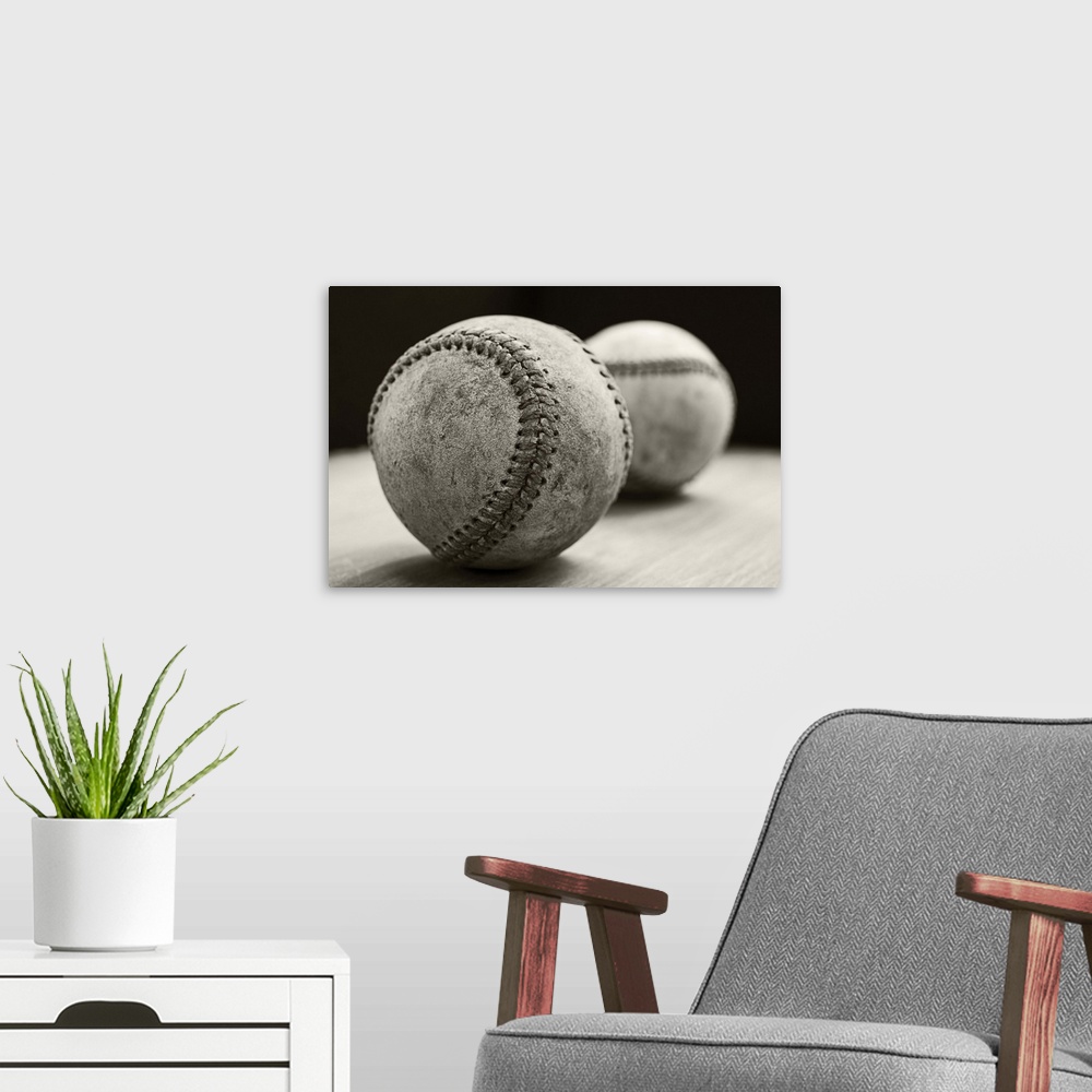 A modern room featuring Old Baseballs