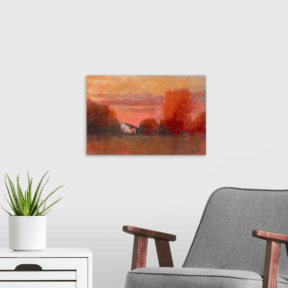 A modern room featuring Orange Sky