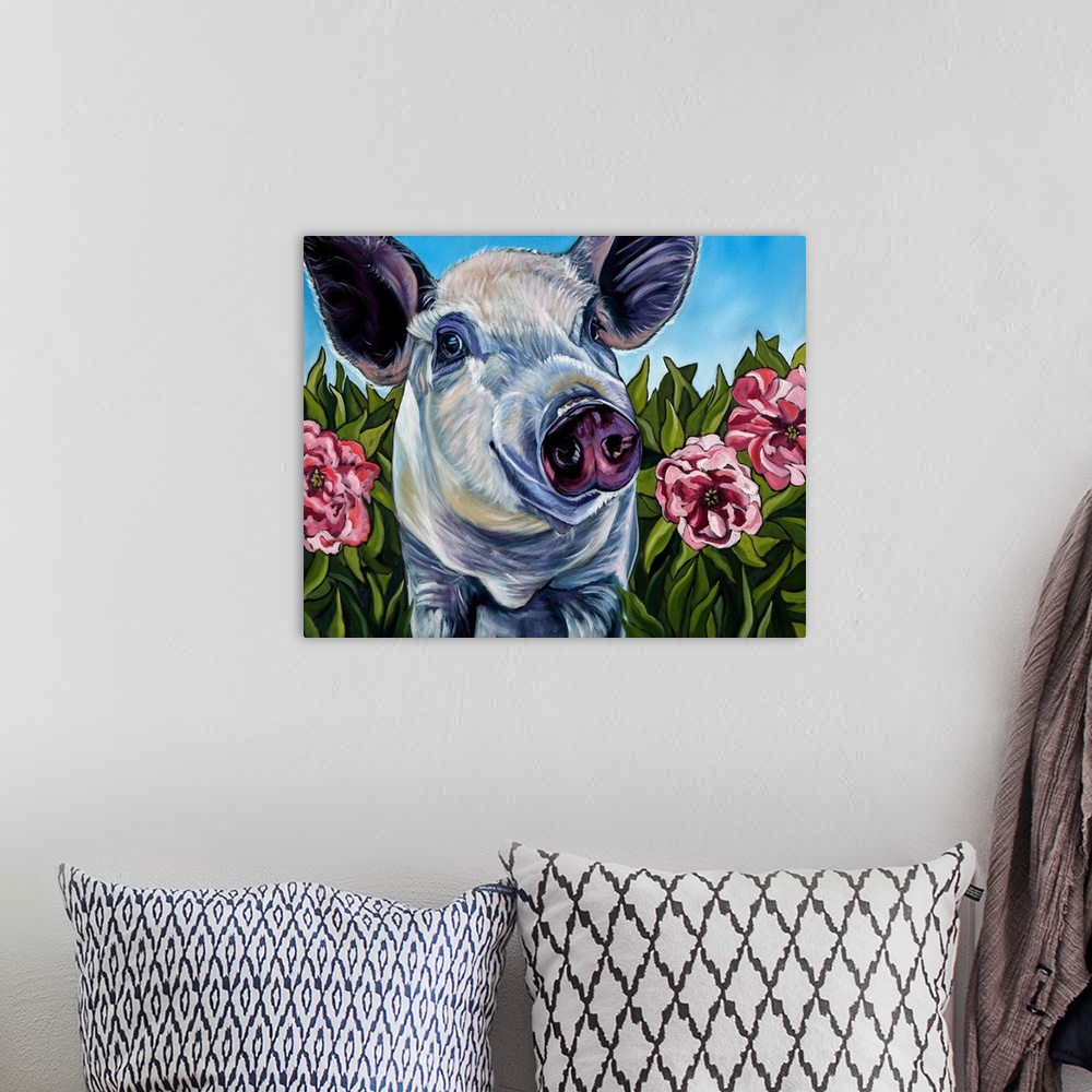 A bohemian room featuring Pigs and Peonies