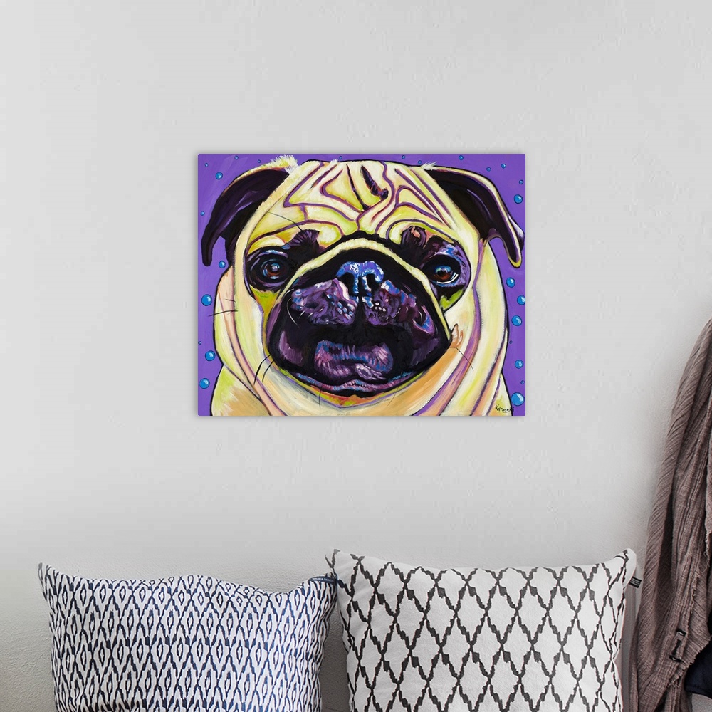 A bohemian room featuring Purple Pug