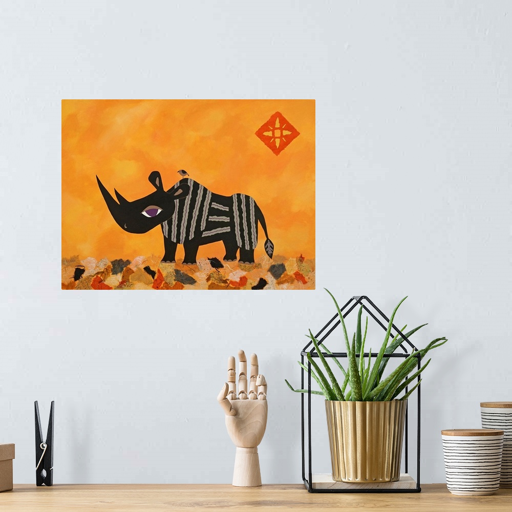A bohemian room featuring Rhino With Summer Sky