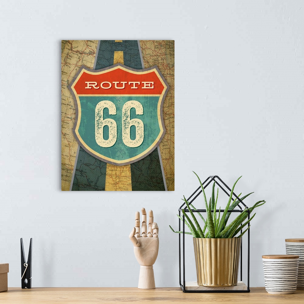 A bohemian room featuring Route 66