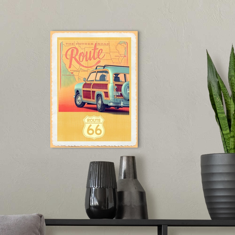 A modern room featuring Route 66 Vintage Travel