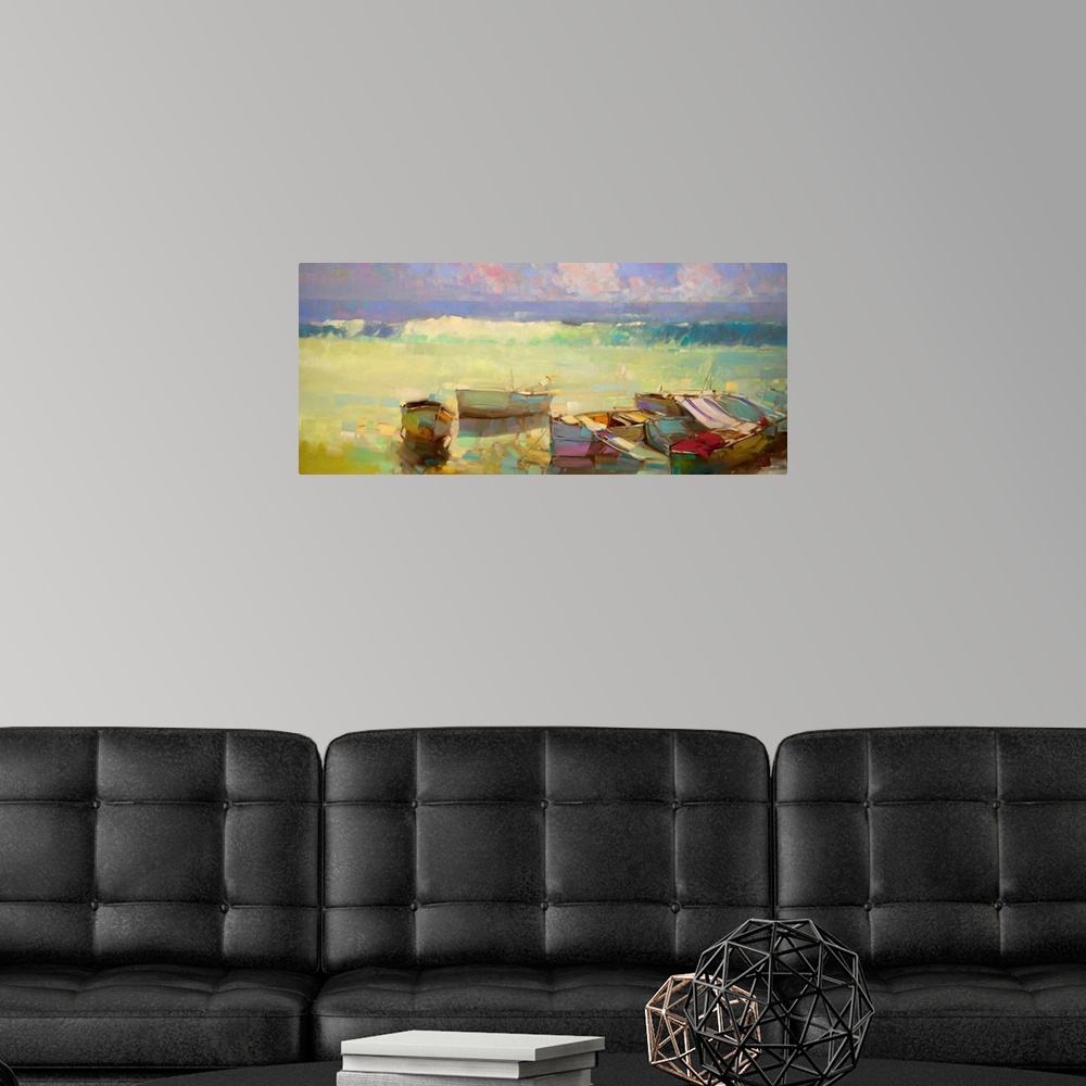 A modern room featuring Rowboats