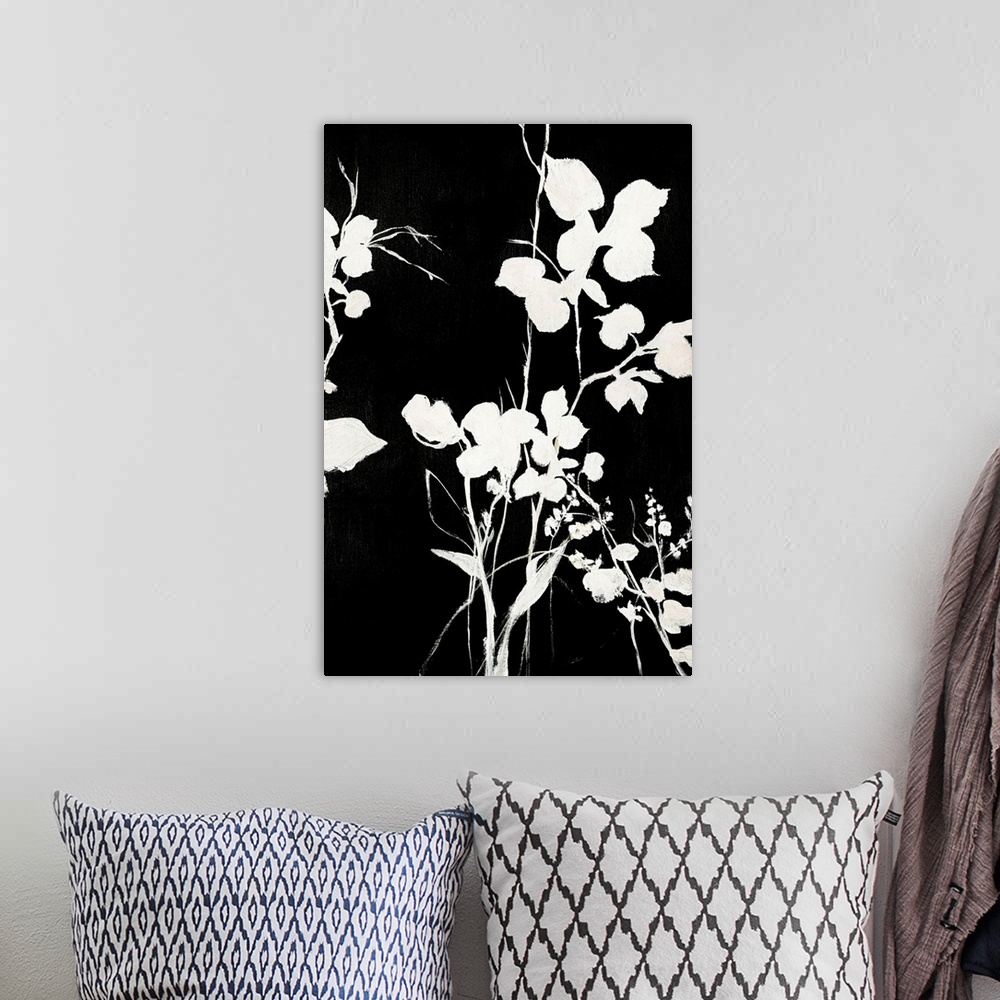 A bohemian room featuring Silhouette Leaves 1