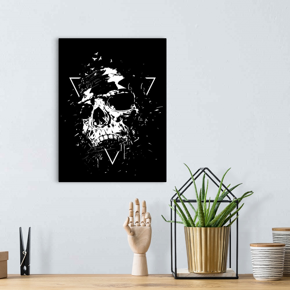 A bohemian room featuring Skull X (BW)