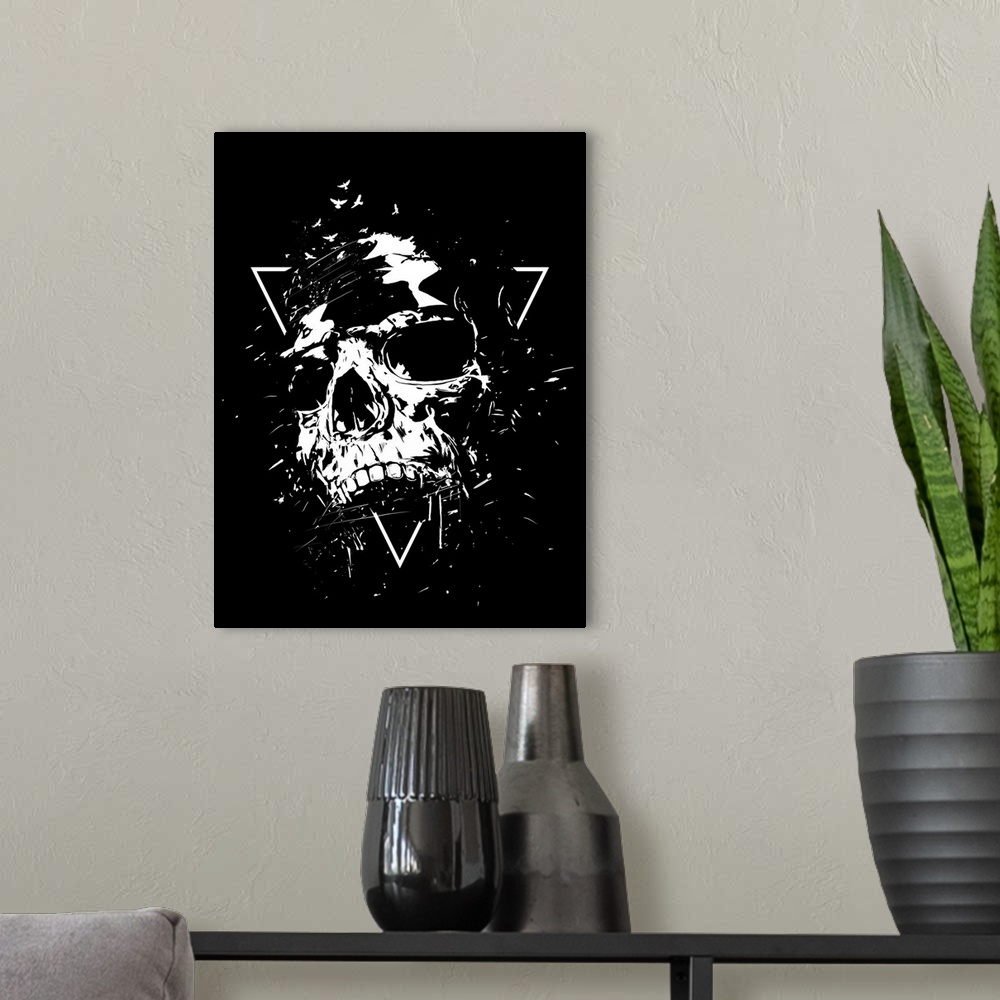 A modern room featuring Skull X (BW)