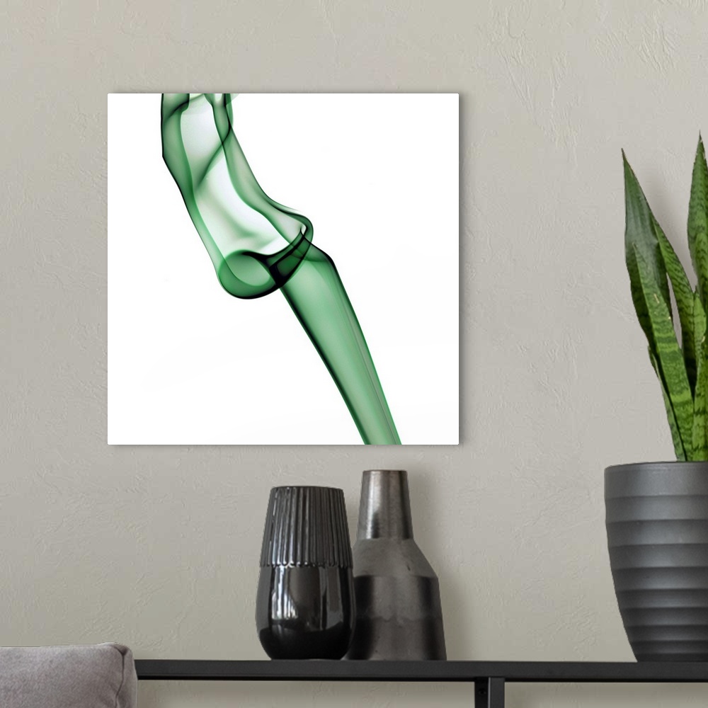A modern room featuring Abstract background from cigarette smoke in green.