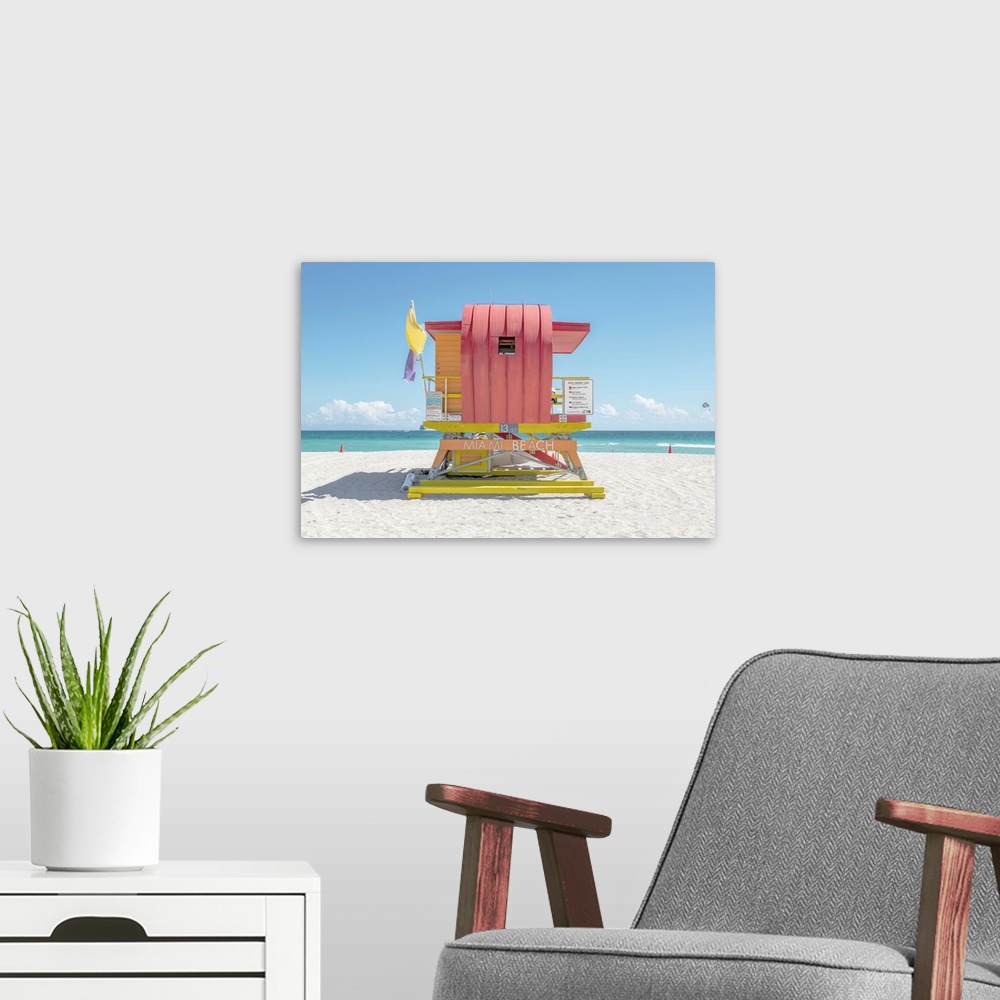 A modern room featuring South Beach Lifeguard Chair 13th Street