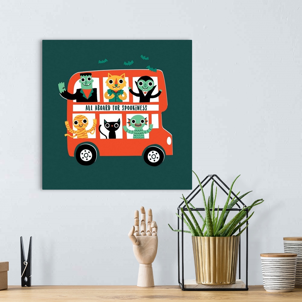 A bohemian room featuring Spooky Bus