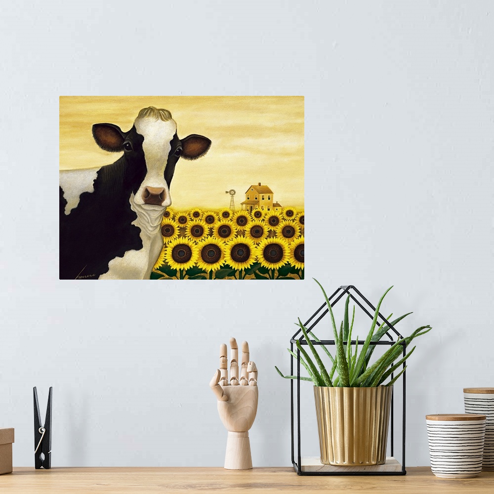 A bohemian room featuring Sunflower Cow