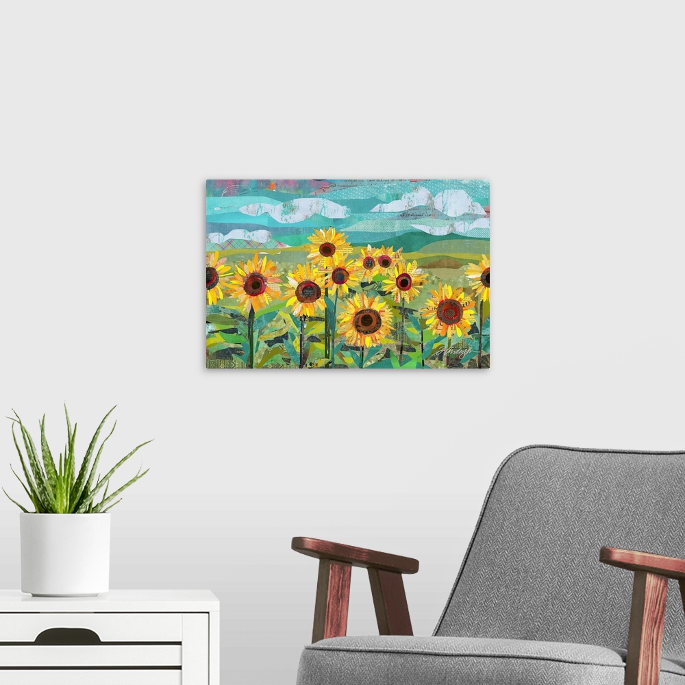 A modern room featuring Sunflowers At Dusk
