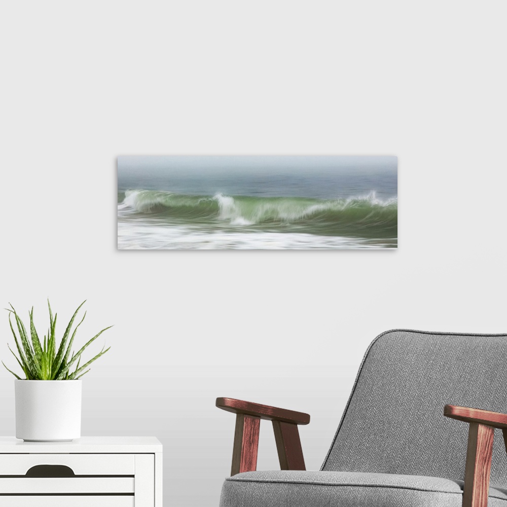 A modern room featuring Surfside Beach in Fog