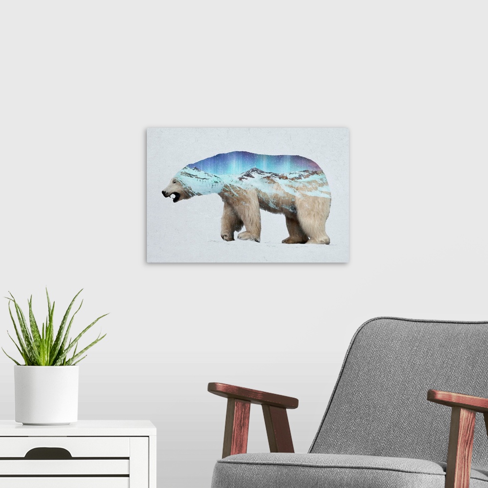 A modern room featuring The Arctic Polar Bear