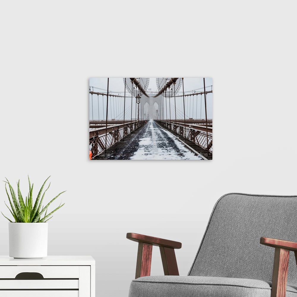 A modern room featuring The Brooklyn Bridge