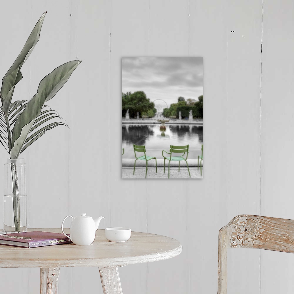 A farmhouse room featuring Photograph of Les Tuileries Park, which stretches along the Seine river right bank from the Louvr...