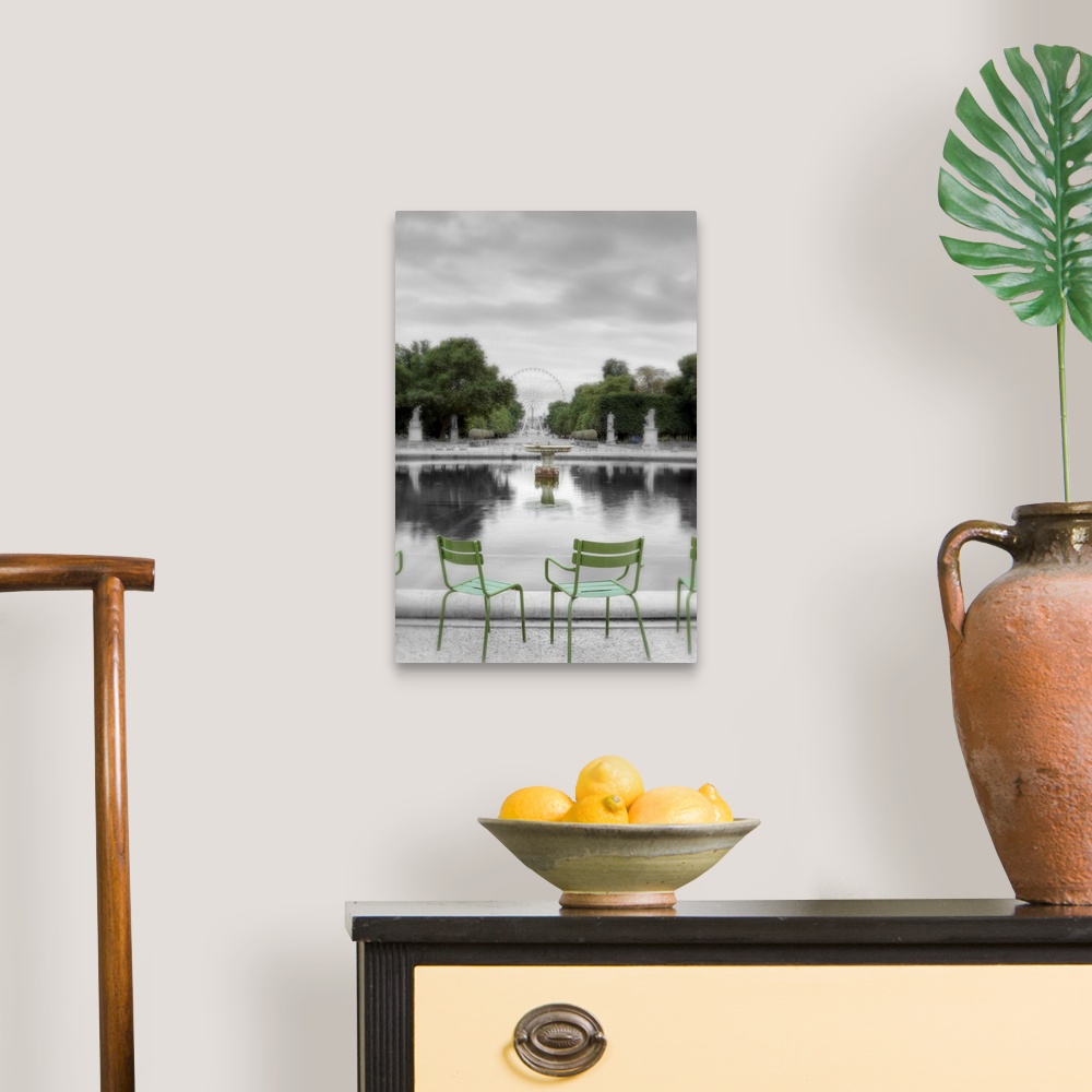 A traditional room featuring Photograph of Les Tuileries Park, which stretches along the Seine river right bank from the Louvr...