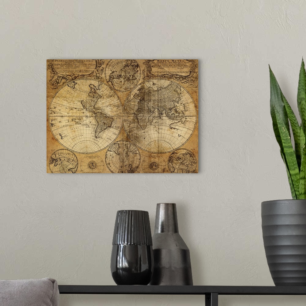 A modern room featuring Vintage Map