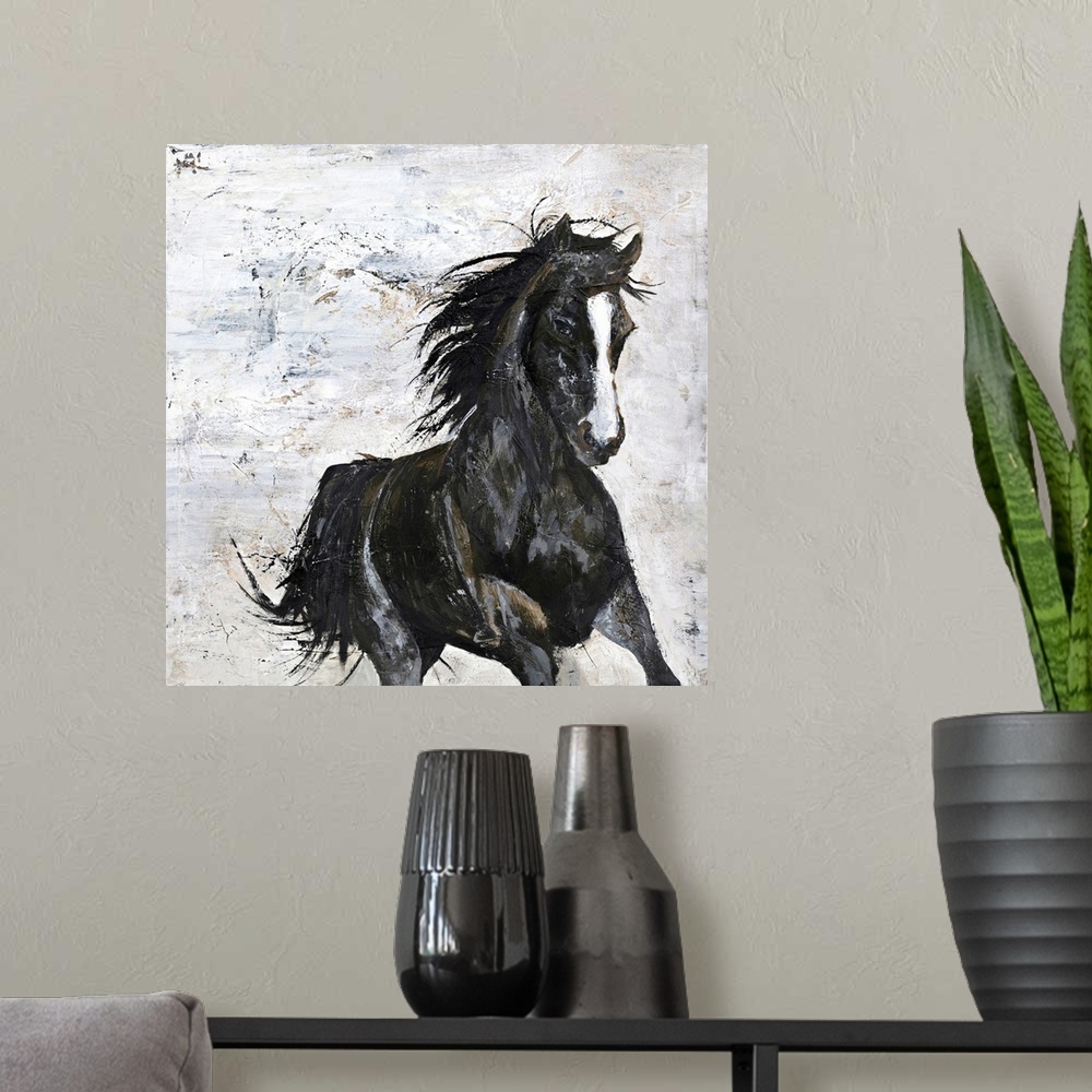 A modern room featuring Wild Horse 1