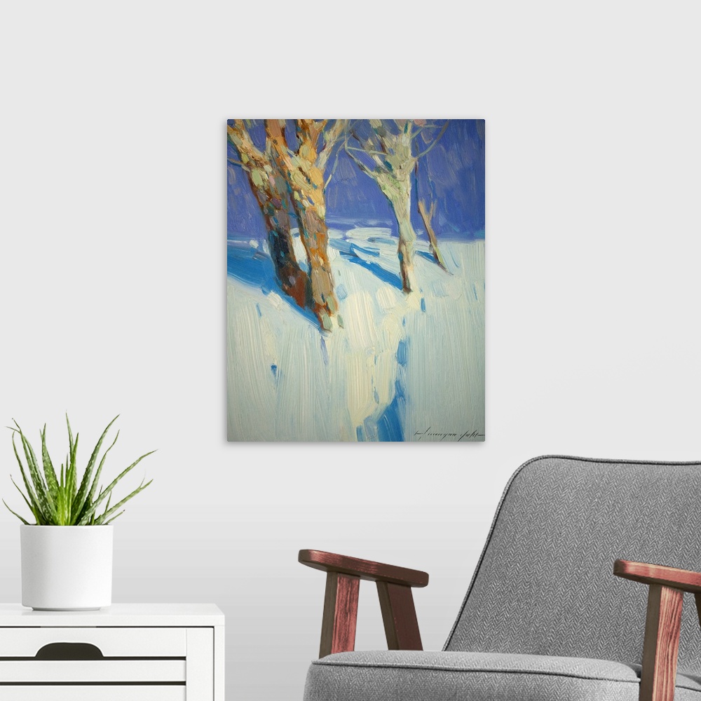 A modern room featuring Winter Trees