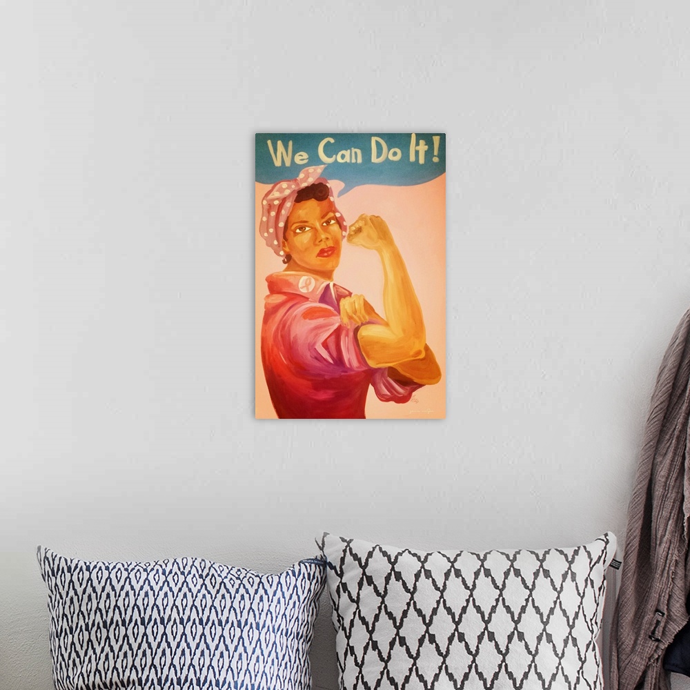 A bohemian room featuring We Can Do It
