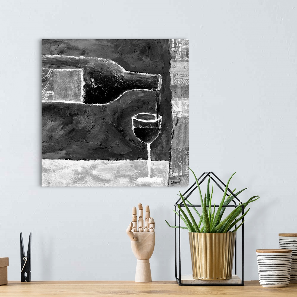 A bohemian room featuring Contemporary painting of a glass of white wine being poured.
