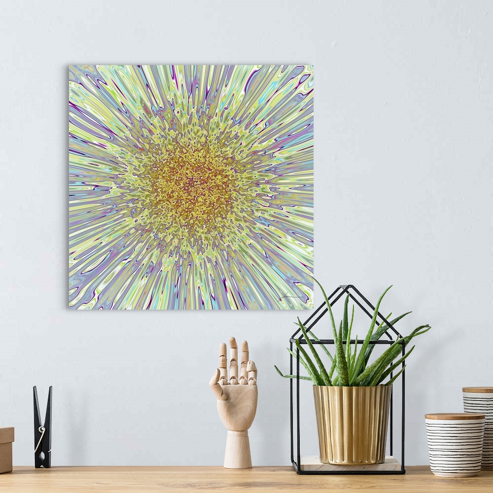 A bohemian room featuring Accelerate to warp! A colorful abstract reminiscent of going to light speed effect in movies.