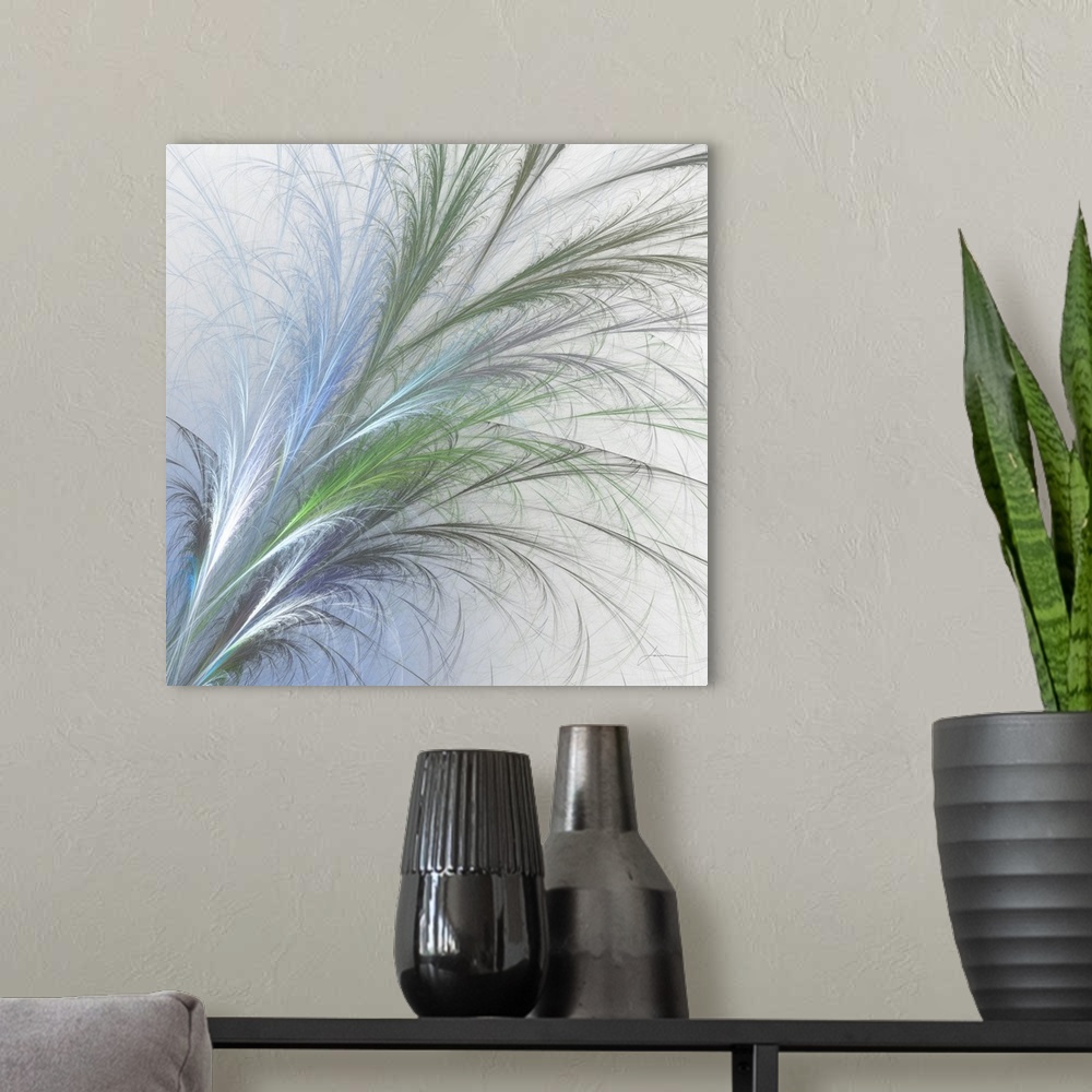 A modern room featuring Cool fronds of grass arc elegantly across the canvas.