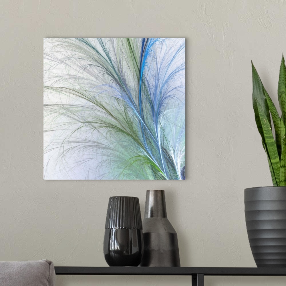 A modern room featuring Cool fronds of grass arc elegantly across the canvas.