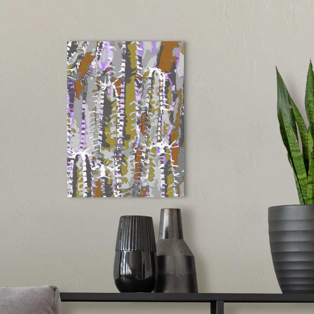 A modern room featuring An abstract textured cactus.
