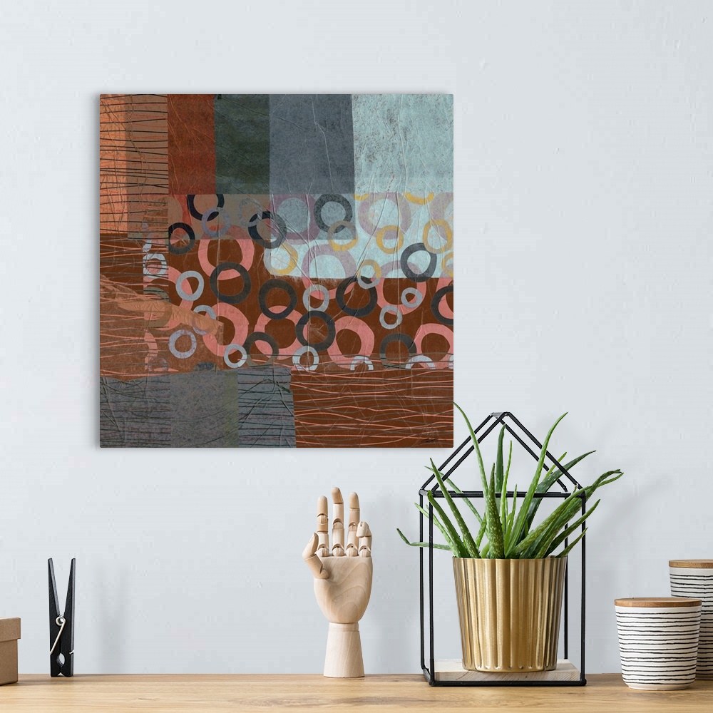 A bohemian room featuring A retro collage of circles