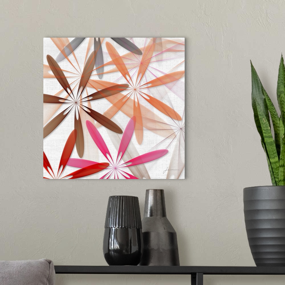 A modern room featuring A modern geometric cluster of flowers to brighten your space.