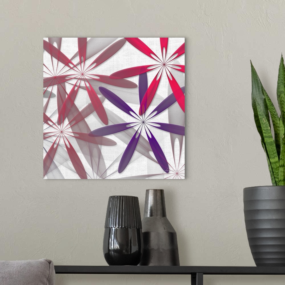 A modern room featuring A modern geometric cluster of flowers to brighten your space.