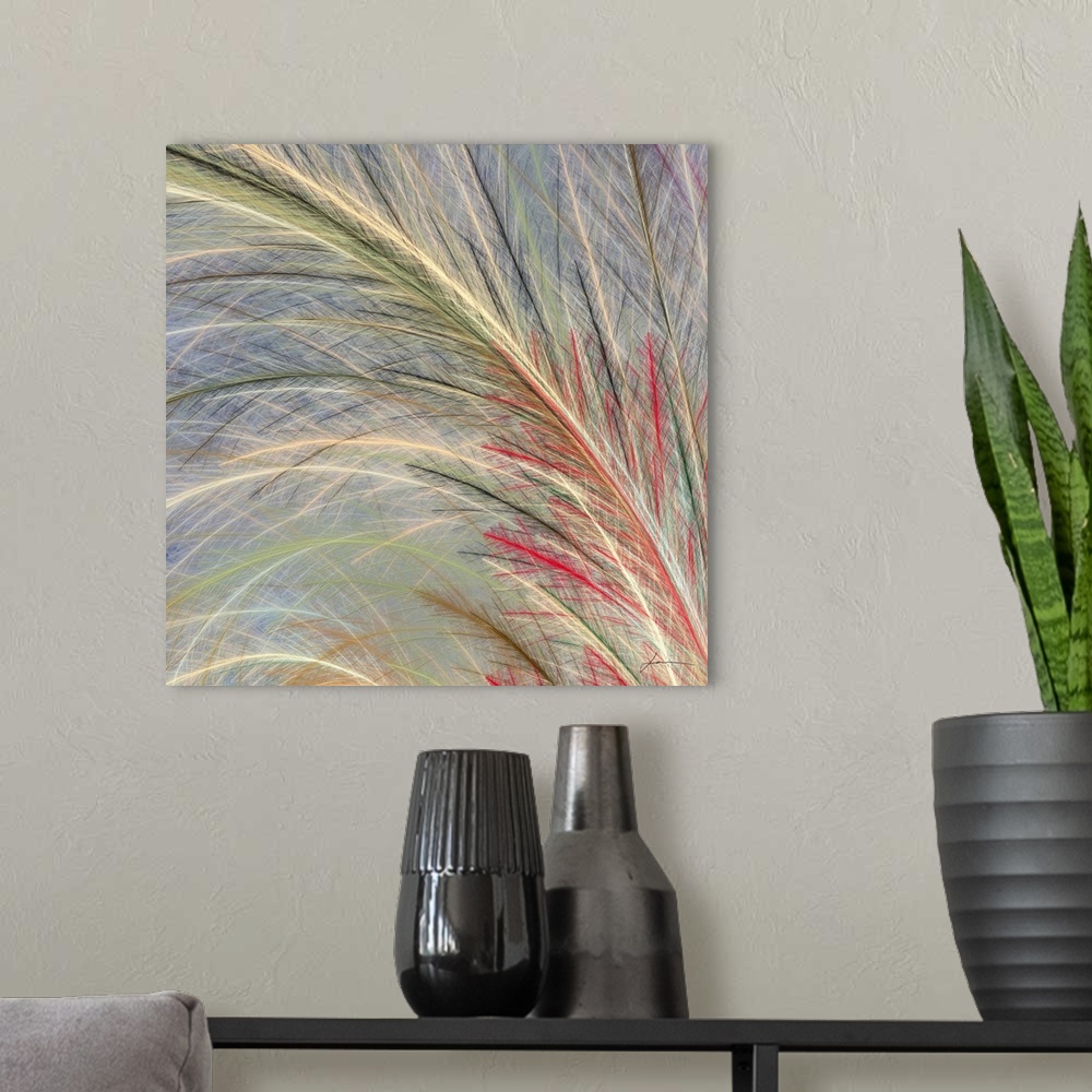 A modern room featuring Abstract fronds arc elegantly across the canvas.
