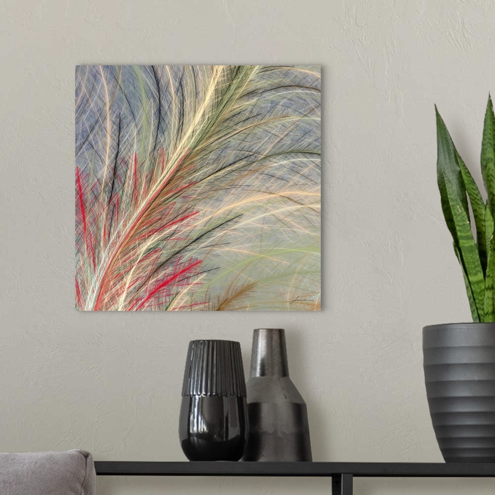 A modern room featuring Abstract fronds arc elegantly across the canvas.