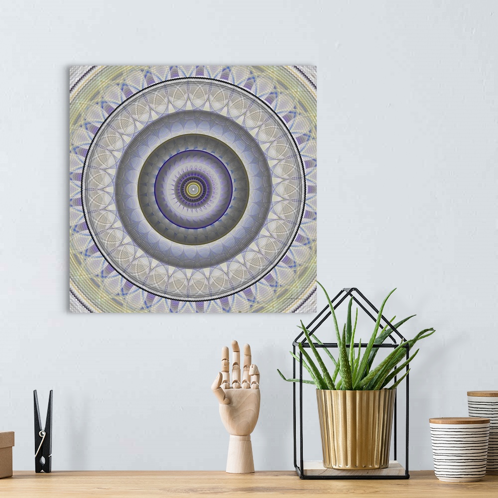 A bohemian room featuring Concentric circles and patterns form a modern mandala.