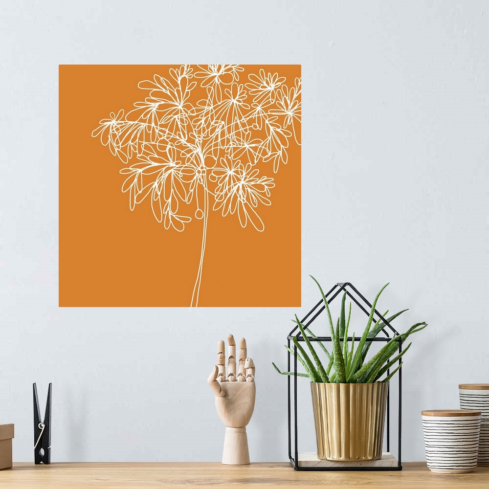 A bohemian room featuring This is a pop filled group of bright illustrated wildflowers with an orange background. This seri...