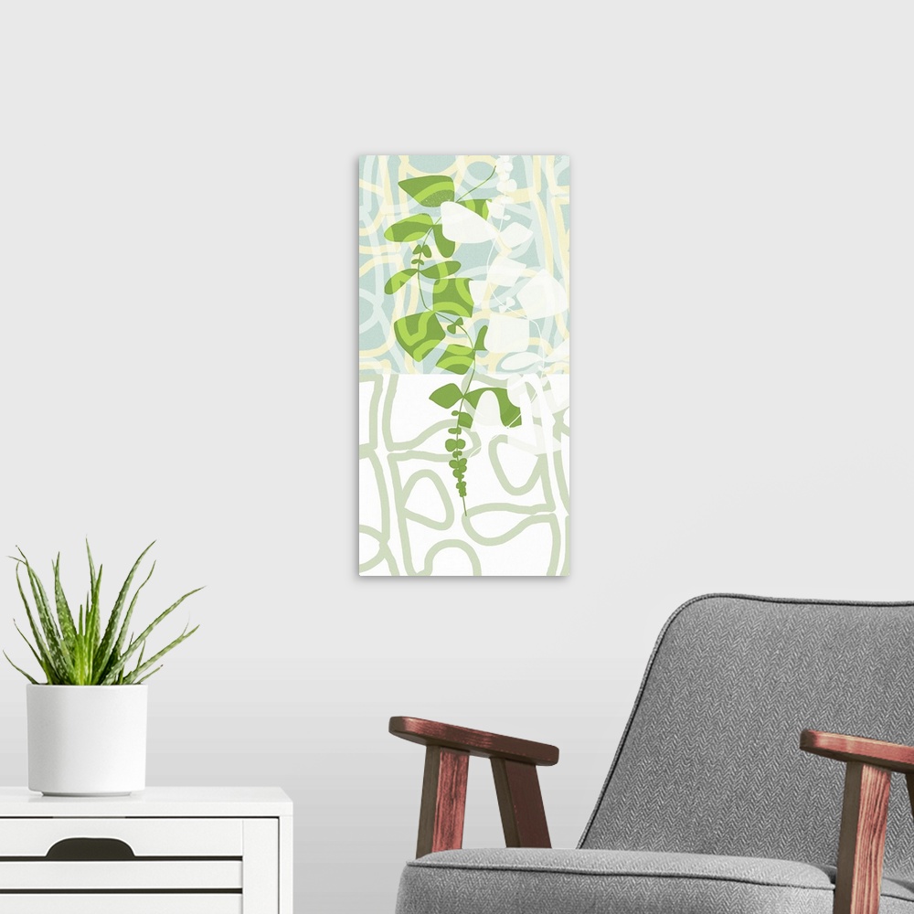 A modern room featuring This poster is an  abstract floral where I used all my favorite colors and combined them into a r...