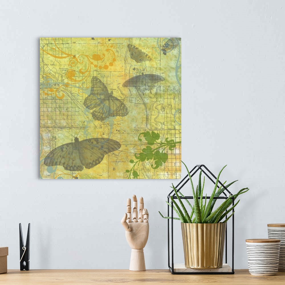 A bohemian room featuring This butterfly art print and print on demand canvas was created with original illustrations then ...